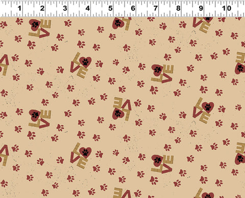 Clothworks Purrfection Y3975 82 Paw Prints Red 3 YARDS