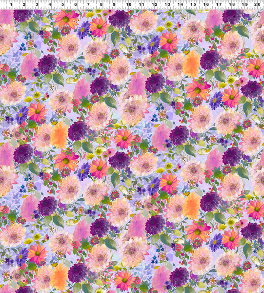 Clothworks Digital - Garden Fresh Y4256 26 Light Purple Dahlias By The Yard