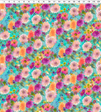 Clothworks Digital - Garden Fresh Y4256 33 Aqua Dahlias By The Yard