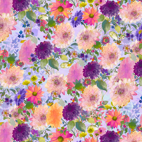 Clothworks Digital - Garden Fresh Y4256 26 Light Purple Dahlias By The Yard