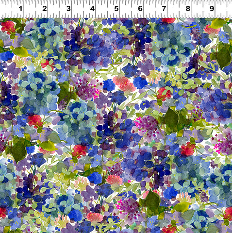 Clothworks Digital - Garden Fresh Y4258 55 Multi-Color Hydrangeas By The Yard