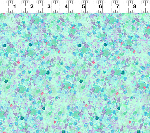 Clothworks Digital - Garden Fresh Y4261 33 Aqua Foliage By The Yard