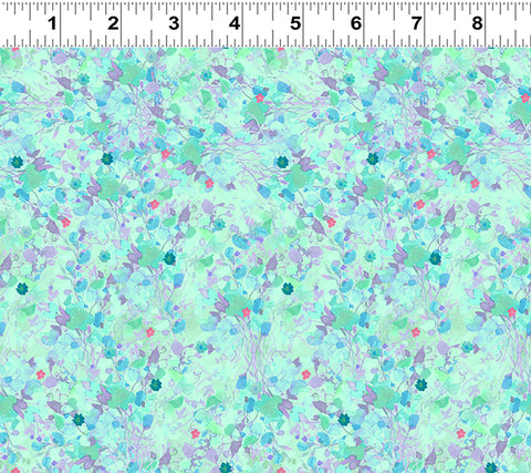 Clothworks Digital - Garden Fresh Y4261 33 Aqua Foliage By The Yard