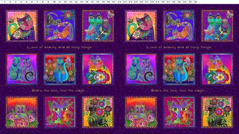 Clothworks Digital - Fantasticats Y4339 28M Boxes Purple 25" PANEL By The PANEL (Not Strictly By The Yard)