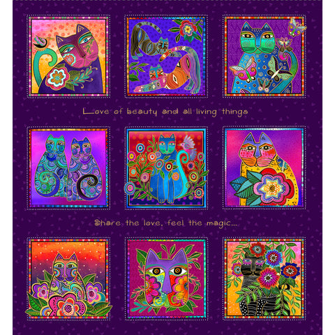 Clothworks Digital - Fantasticats Y4339 28M Boxes Purple 25" PANEL By The PANEL (Not Strictly By The Yard)