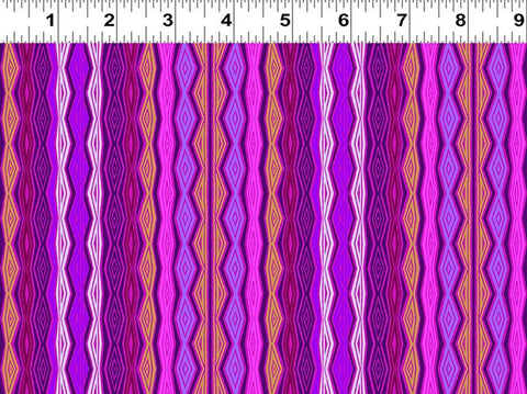 Clothworks Digital - Fantasticats Y4345 27 Geo Stripe Purple By The Yard