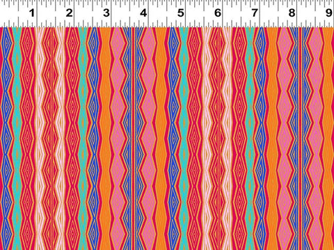 Clothworks Digital - Fantasticats Y4345 36 Geo Stripe Orange By The Yard