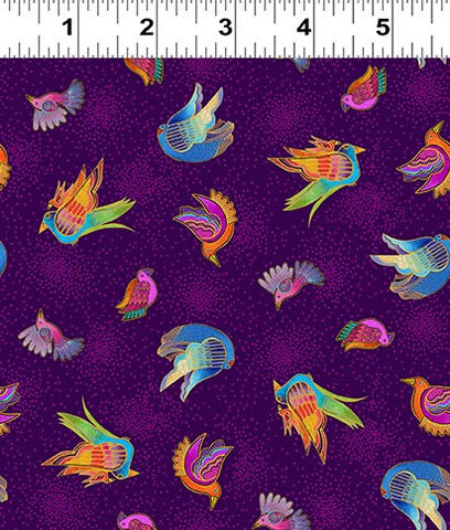 Clothworks Digital - Fantasticats Y4346 28 Birds Dark Purple By The Yard