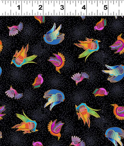 Clothworks Digital - Fantasticats Y4346 3 Birds Black By The Yard