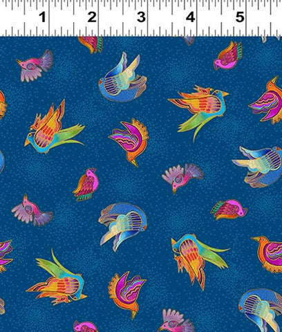 Clothworks Digital - Fantasticats Y4346 90 Birds Blue By The Yard