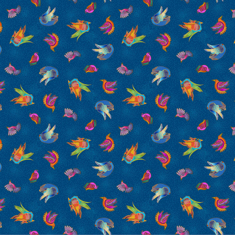 Clothworks Digital - Fantasticats Y4346 90 Birds Blue By The Yard