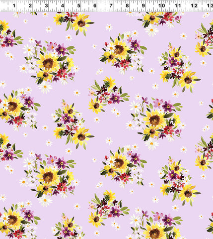 Clothworks Digital Summer Garden Y4520 143 Light Lilac Nosegays By The Yard