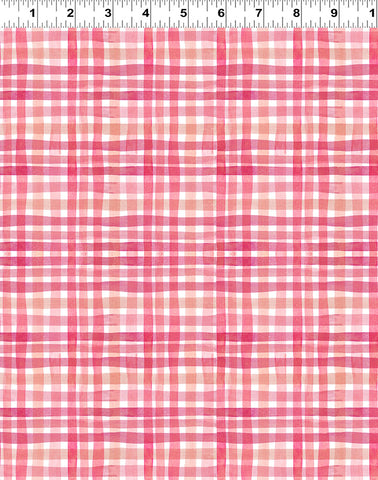 Clothworks Digital Summer Garden Y4522 40 Dark Coral Plaid By The Yard