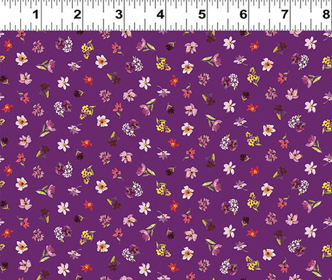Clothworks Digital Summer Garden Y4523 122 Dark Orchid Ditsy By The Yard