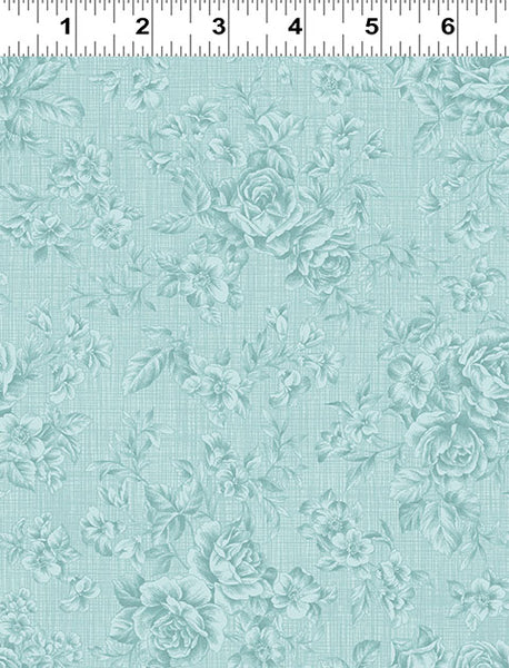 Clothworks Charlotte Y4613 102 Dark Turquoise Tonal Roses By The Yard