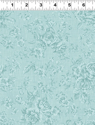Clothworks Charlotte Y4613 102 Dark Turquoise Tonal Roses By The Yard