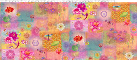 Clothworks Lily Pond Y4618 121 Orchid Patchwork By The Yard