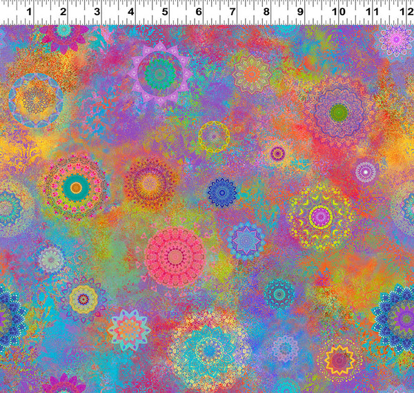 Clothworks Lily Pond Y4619 55 Multicolor Mandalas By The Yard
