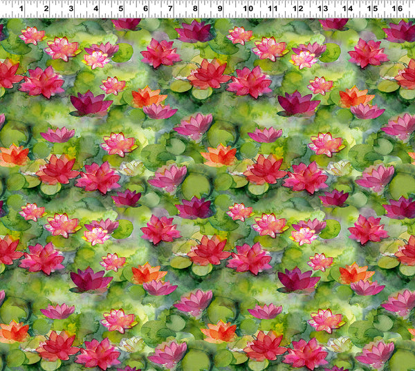 Clothworks Lily Pond Y4622 21 Green Water Lilies By The Yard