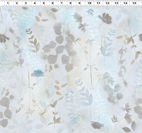 Clothworks Naturescape Y4653 136 Pale Blue Large Botanical By The Yard