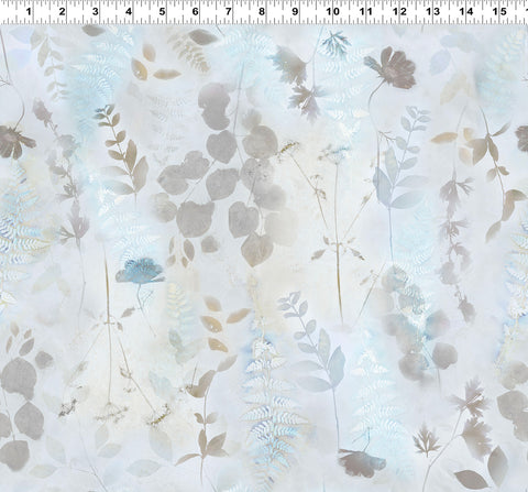 Clothworks Naturescape Y4653 136 Pale Blue Large Botanical By The Yard