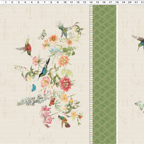 Clothworks Hummingbird Days Y4722 11 Light Khaki Fat Quarter 36" PANEL By The PANEL (Not Strictly By The Yard)