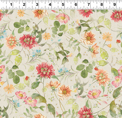 Clothworks Hummingbird Days Y4725 11 Light Khaki Mixed Floral By The Yard