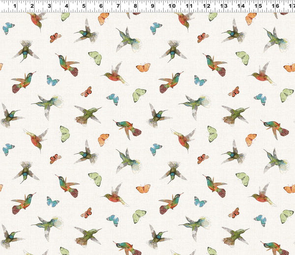 Clothworks Hummingbird Days Y4728 2 Light Cream Hummingbirds By The Yard