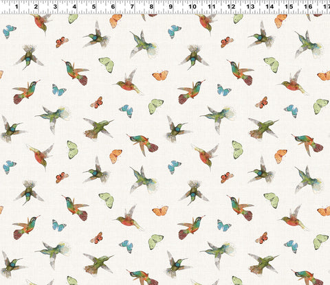 Clothworks Hummingbird Days Y4728 2 Light Cream Hummingbirds By The Yard