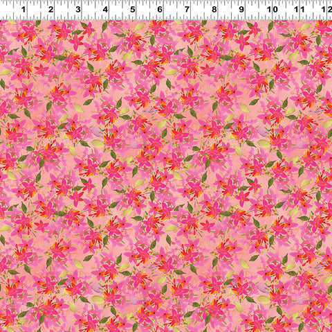 Clothworks Fleur De Rose Y4765 39 Coral Star Flowers By The Yard