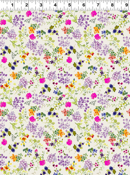 Clothworks Fleur De Rose Y4767 55 Multi Color Viney Floral By The Yard