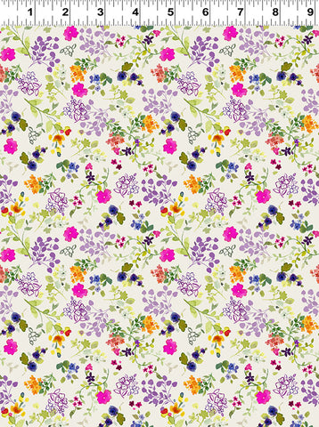 Clothworks Fleur De Rose Y4767 55 Multi Color Viney Floral By The Yard