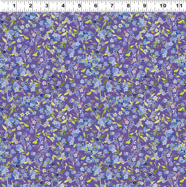 Clothworks Fleur De Rose Y4769 27 Purple Forget Me Not By The Yard