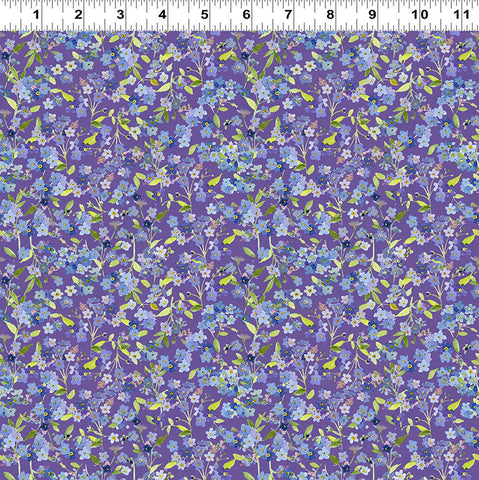 Clothworks Fleur De Rose Y4769 27 Purple Forget Me Not By The Yard