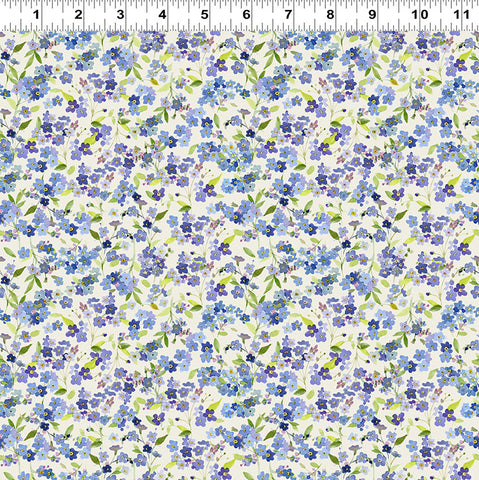 Clothworks Fleur De Rose Y4769 2 Light Cream Forget Me Not By The Yard