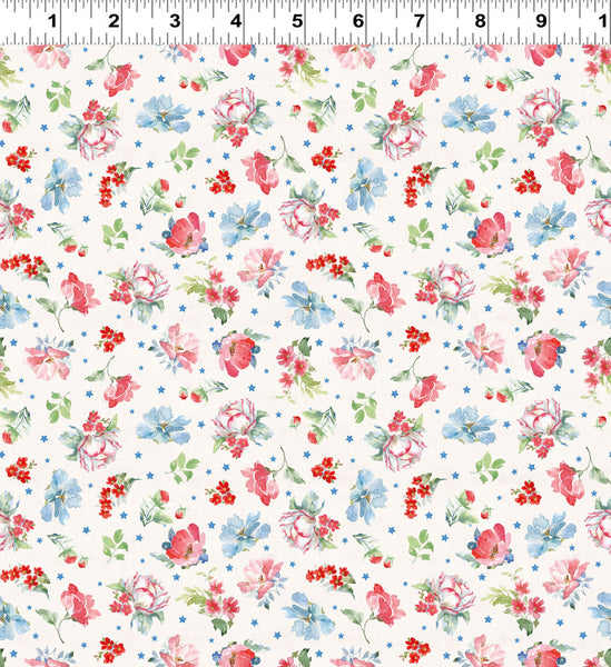 Clothworks Americana Y4774 2 Light Cream Medium Floral By The Yard