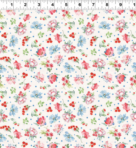 Clothworks Americana Y4774 2 Light Cream Medium Floral By The Yard