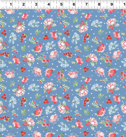 Clothworks Americana Y4774 88 Denim Medium Floral By The Yard