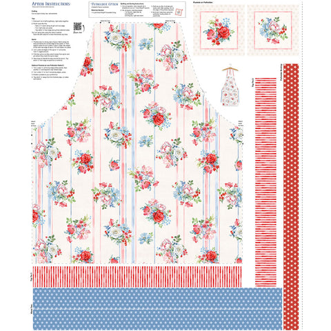 Clothworks Americana Y4777 2 Light Cream Apron 36" CANVAS PANEL By The PANEL (Not Strictly By The Yard)