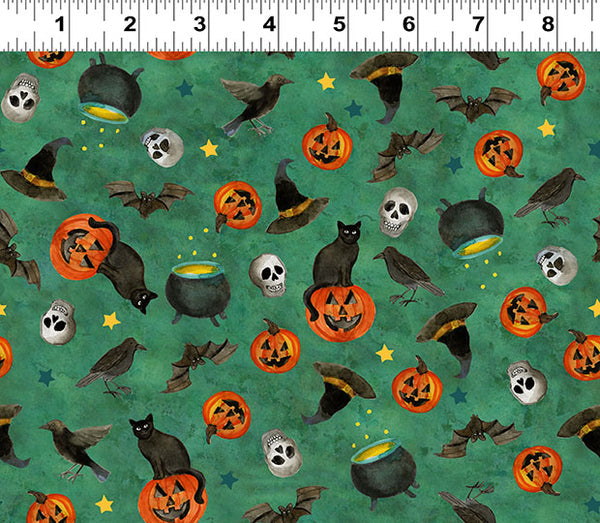 Clothworks Emerald Hollow Y4829 107 Emerald Halloween Toss By The Yard