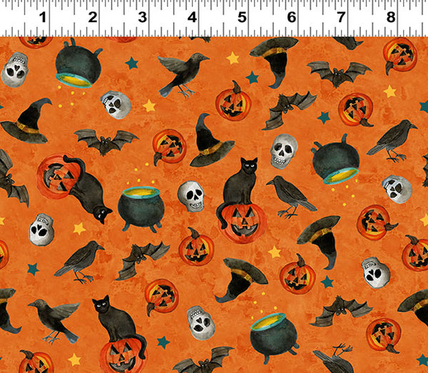 Clothworks Emerald Hollow Y4829 36 Orange Halloween Toss By The Yard