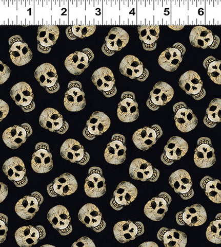 Clothworks Emerald Hollow Y4830 3 Black Skulls By The Yard