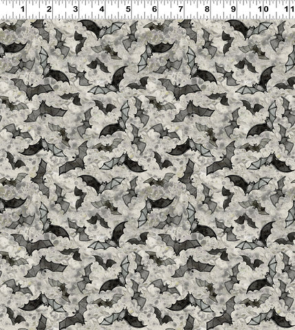 Clothworks Emerald Hollow Y4835 116 Mist Gray Bats By The Yard