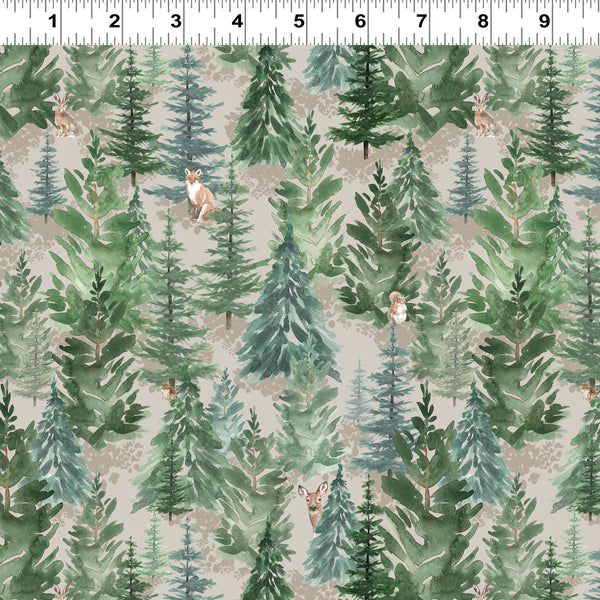 Clothworks Woodland Way Y4850 11 Light Khaki Forest By The Yard
