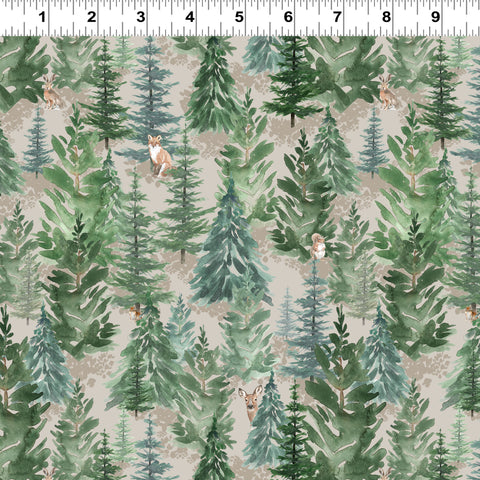 Clothworks Woodland Way Y4850 11 Light Khaki Forest By The Yard