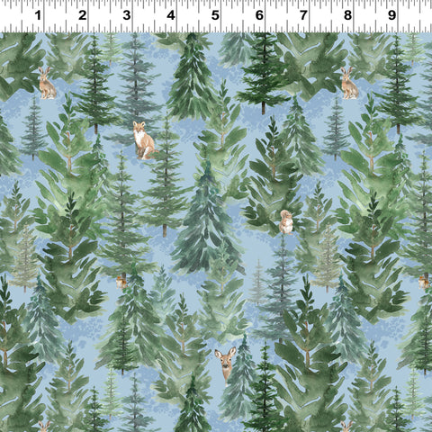 Clothworks Woodland Way Y4850 87 Light Denim Forest By The Yard