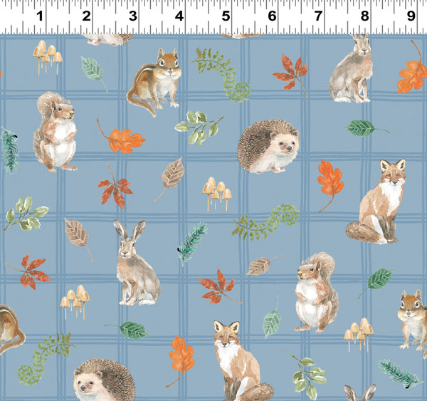 Clothworks Woodland Way Y4851 88 Denim Animals By The Yard