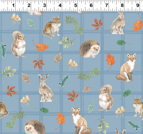 Clothworks Woodland Way Y4851 88 Denim Animals By The Yard