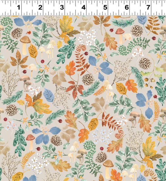 Clothworks Woodland Way Y4852 11 Light Khaki Foliage By The Yard