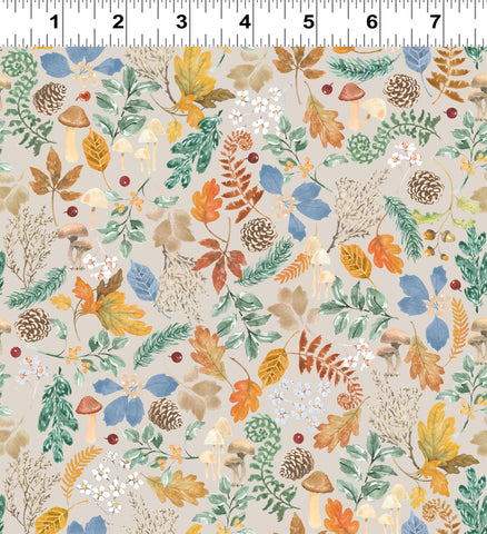 Clothworks Woodland Way Y4852 11 Light Khaki Foliage By The Yard